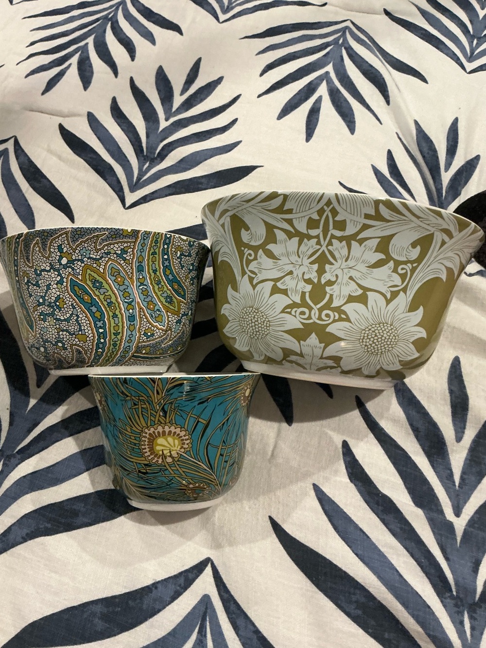 Liberty of London Green and Teal Floral Ceramic Bowls